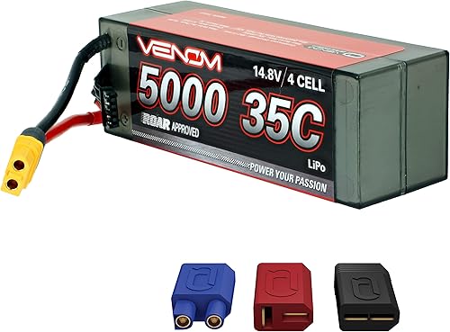Venom Drive Series 35C 4S - Batería LiPo RC de 5000mAh 14.8V - Enchufe universal 2.0, polímero de litio 4 celdas, conector de silicona suave y