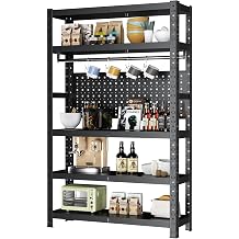 Golpart 5-Tier Adjustable Metal Sideboard, Black, 15.75" D x 35.5" W x 90" H