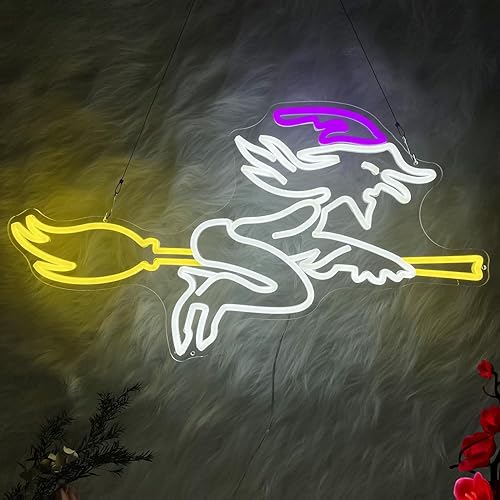 Miniatura 5 de Letrero de neón de Halloween A Witch Riding a Broom para habitación, bar, Navidad, Halloween, fiesta de cumpleaños, letrero de luz LED de neón,