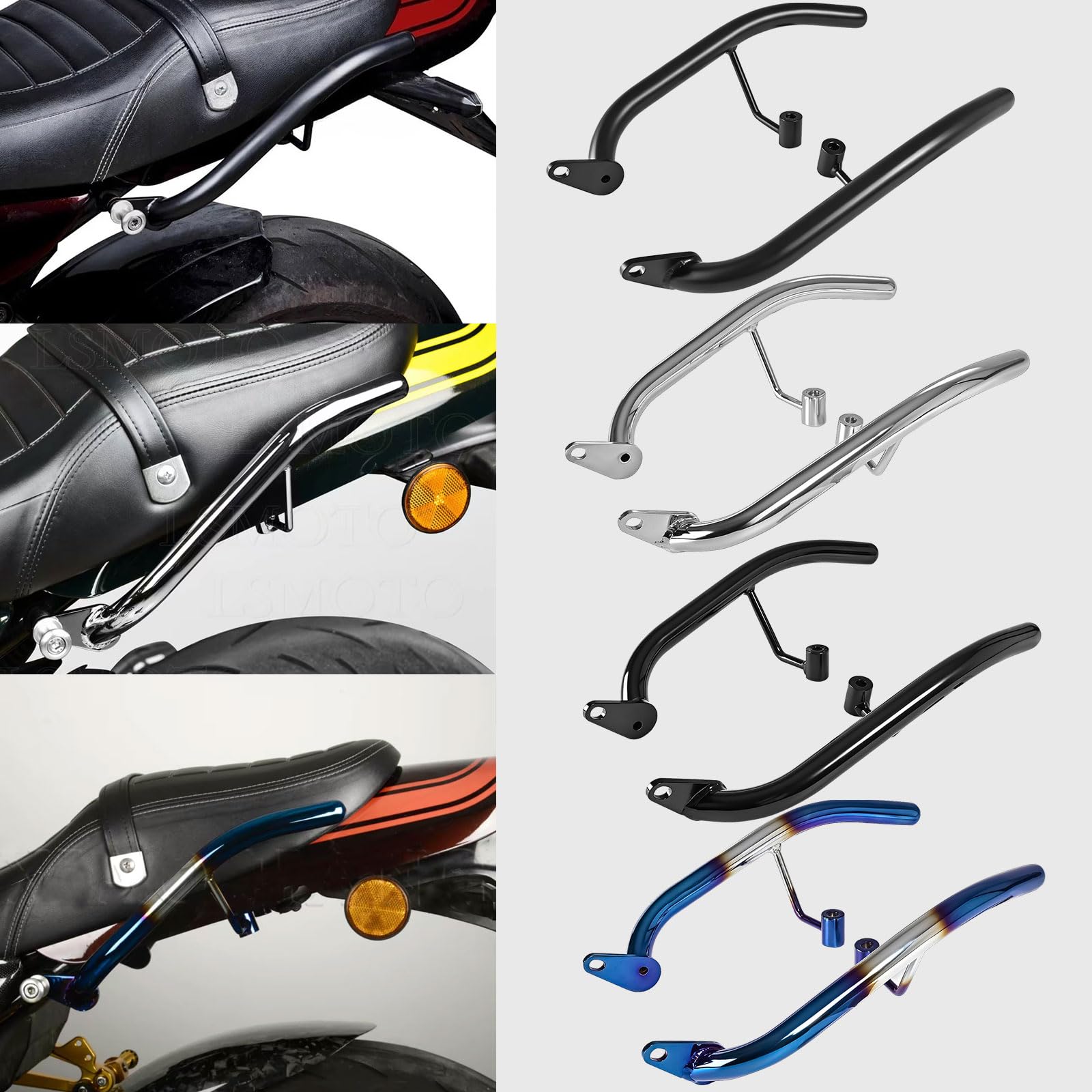 WOOGA Asidero Trasero Asiento Manija de mano Carril para Ka&wa&sa&ki Z900RS Z 900RS Z 900 RS/Cafe/SE 2018-2026 Accesorios de motocicleta Asiento Trasero Socio Estante Estante (Negro Brillante)