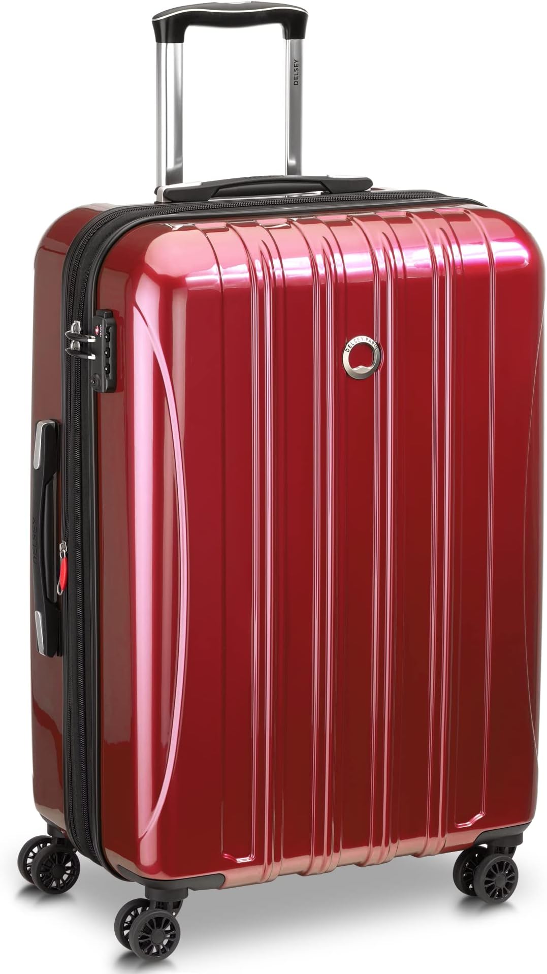 Helium Aero Hardside Expandable Luggage with Spinner Wheels, Brick Red, Checked-Medium 24 Inch
