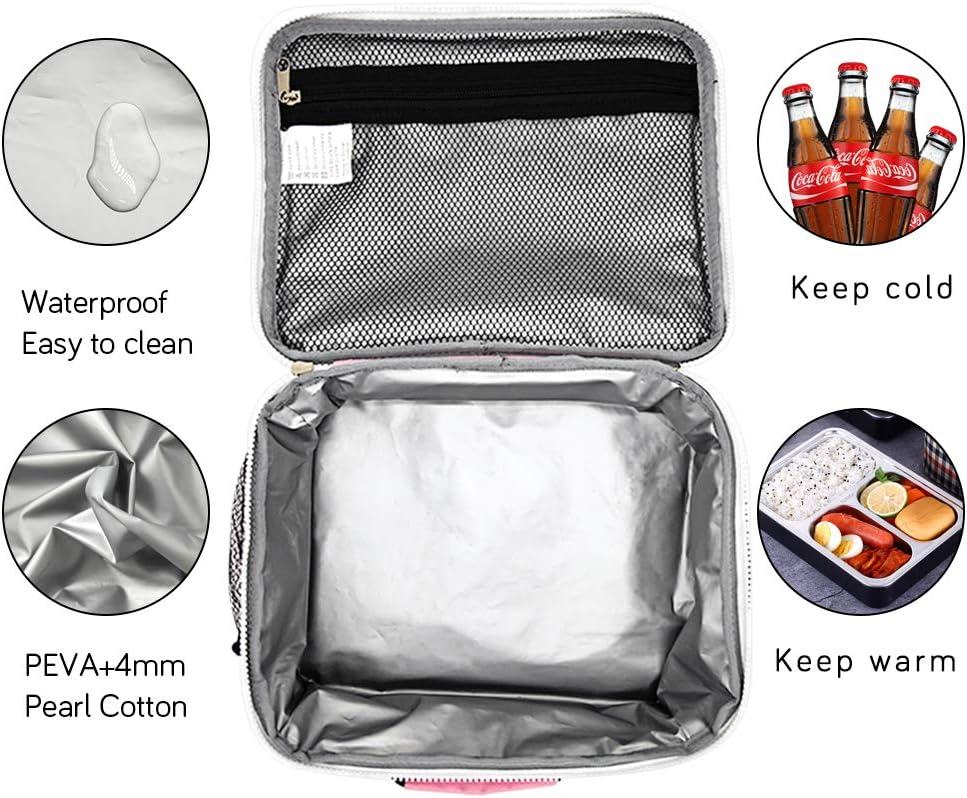 JYPS Insulated Unicorn Lunch Box for Kids, Flip Sequin Girls Tote Lunch Bags with Shoulder Strap, Handheld Reusable Lunch Box Bags Christmas Gifts for Girls at School