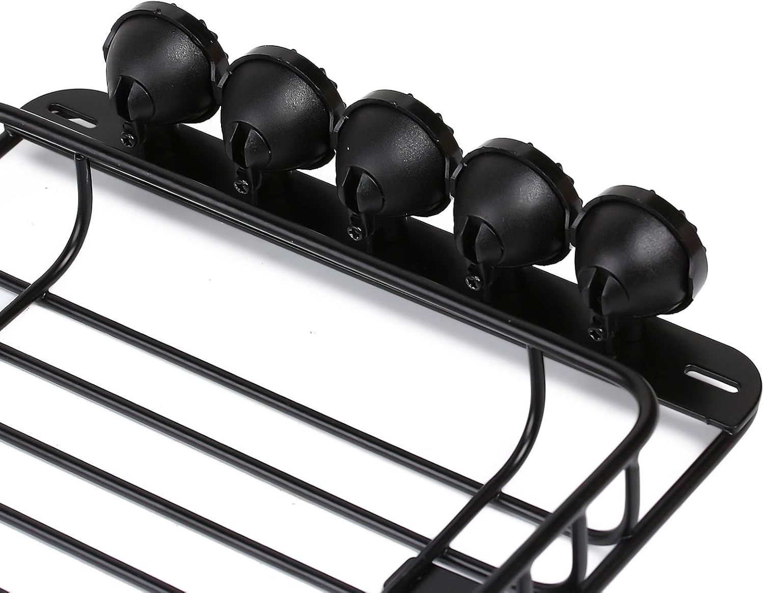 INJORA RC 1/10 Metal Roof Rack Luggage with 5 LED Set for 1/10 RC Crawler Car TRX-4 Axial SCX10 90046 SCX10 III AXI03007（Black）