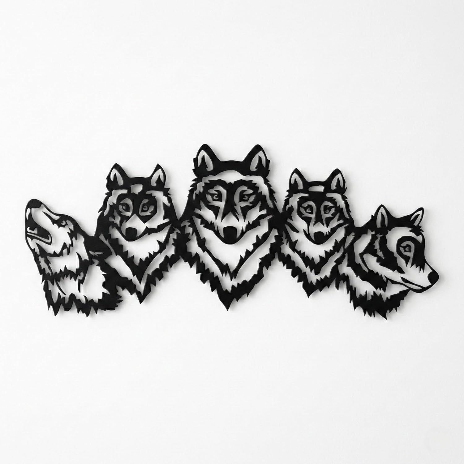DEKADRON Metal Wall Art - Wolf Pack - 3D Wall Silhouette Metal Wall Decor Home Office Decoration Bedroom Living Room Decor Sculpture (30" W x 12" H /76x31cm)