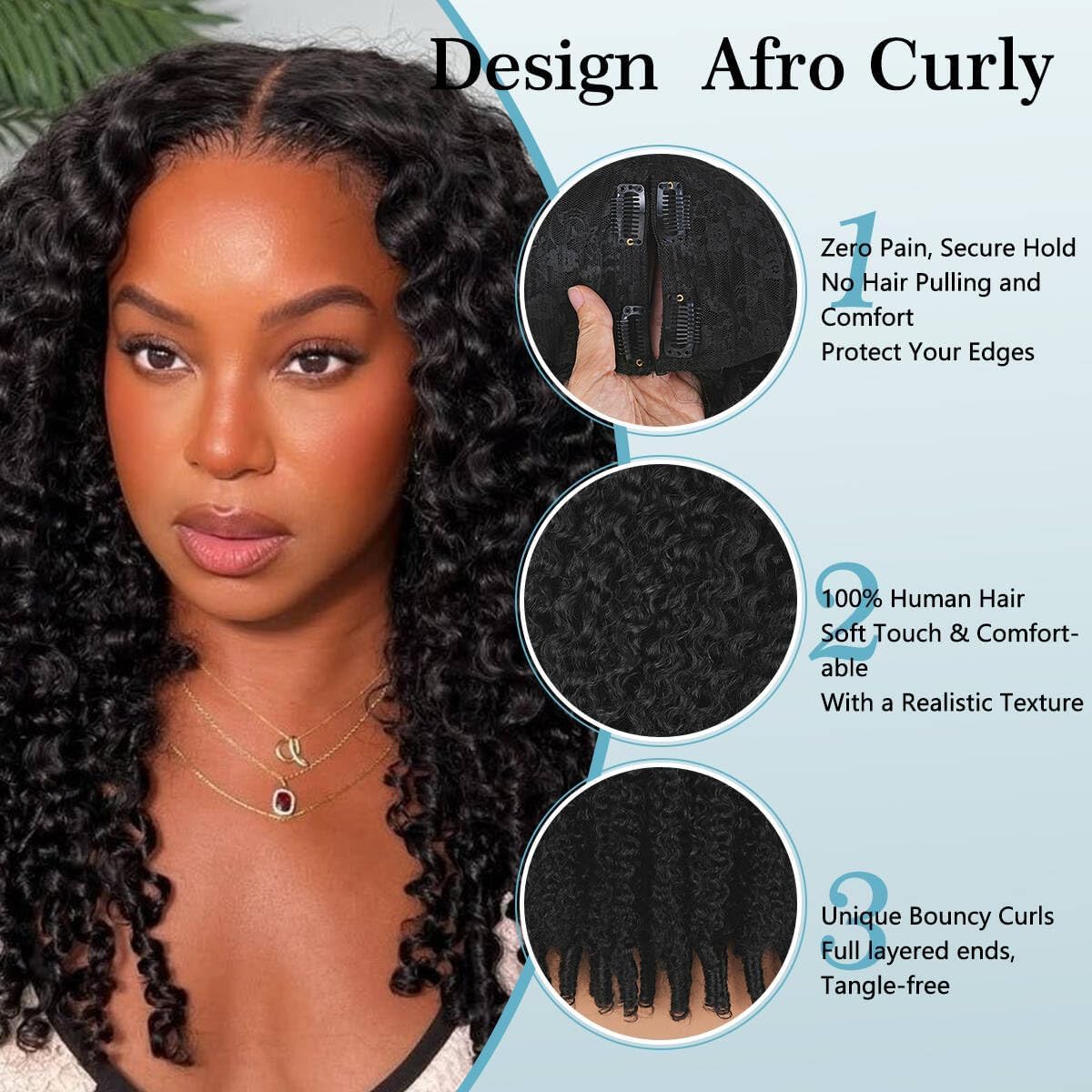 Pelucas Mujer Pelo Natural Humano Burmese Kinky Curly v Part Wig Human Hair Glueless 16 Pulgadas