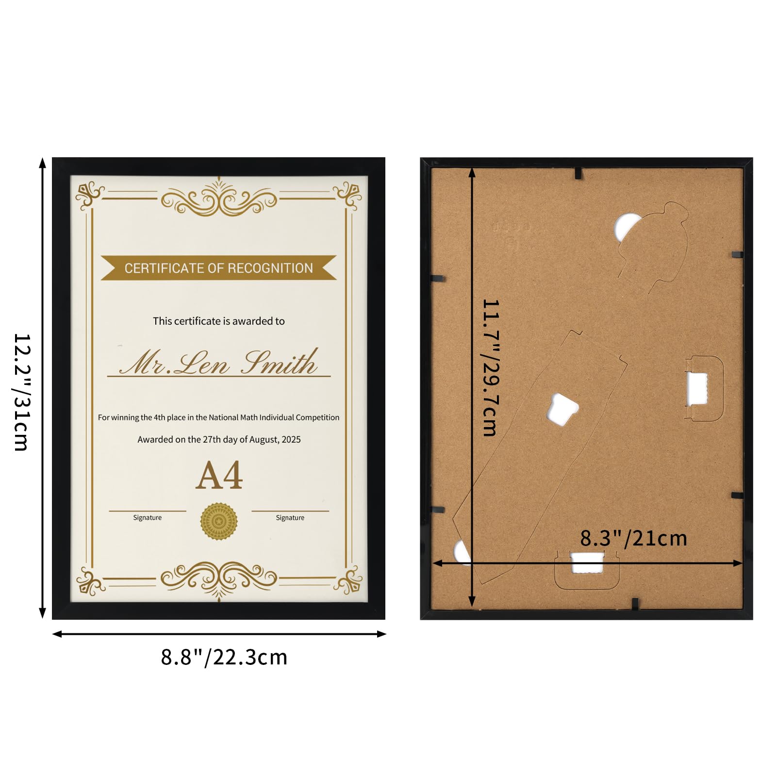 16 Pezzi Cornice A4, Cornice Nera per 21x29,7 cm Certificati, Foto, Disegni dei bambini e Documenti, Portafoto adatta per Soggiorno, Camera da Letto e Ufficio
