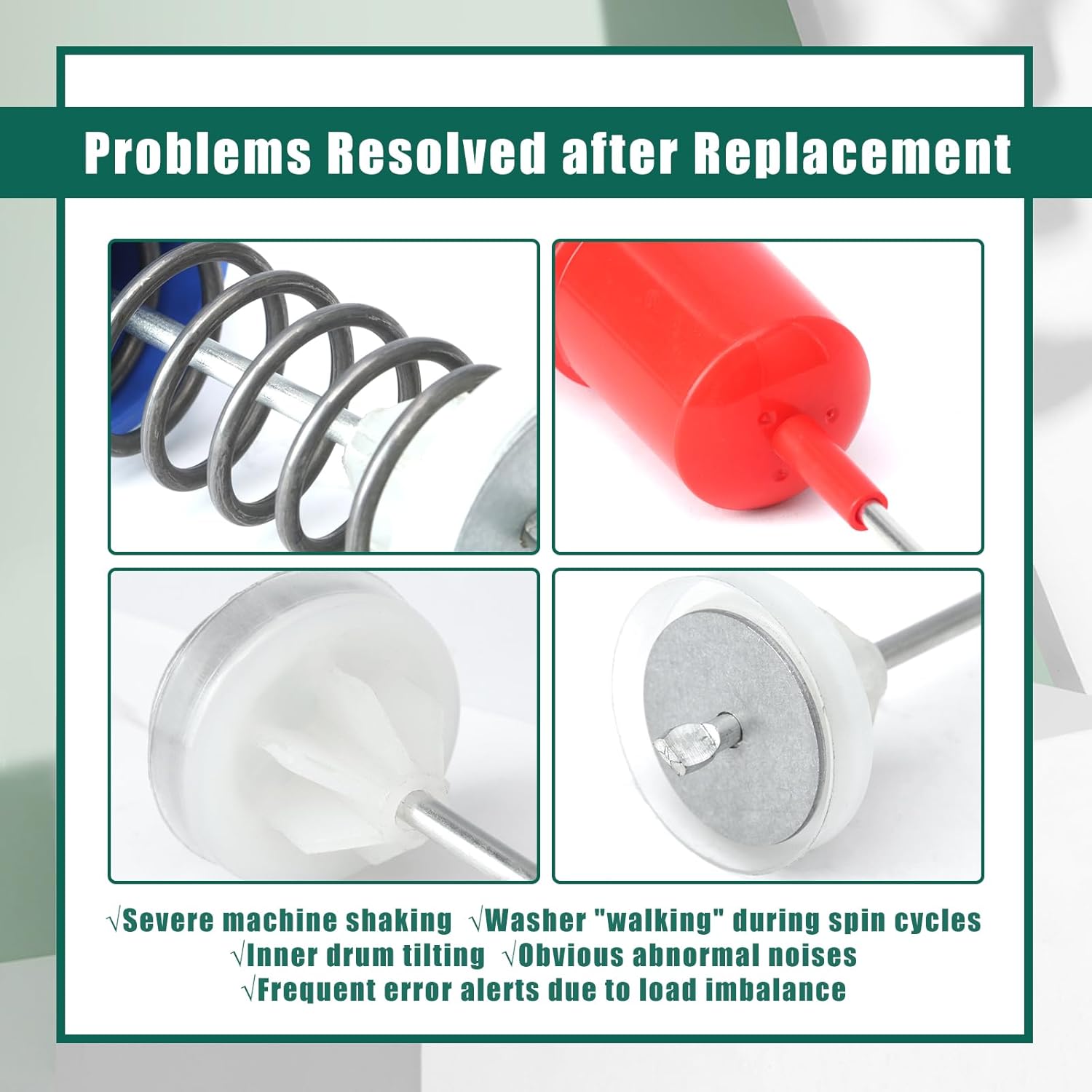 YUXIVCNE WH16X26912 WH16X26913 Washer Suspension Rod Spring Compatible with GE GTW750CSL1WS GTW750CPL1DG GTW750CPL0DG, Replace WH16X26734 WH16X26714 AP6328295 AP6331892 4588122 4863260 4Pcs