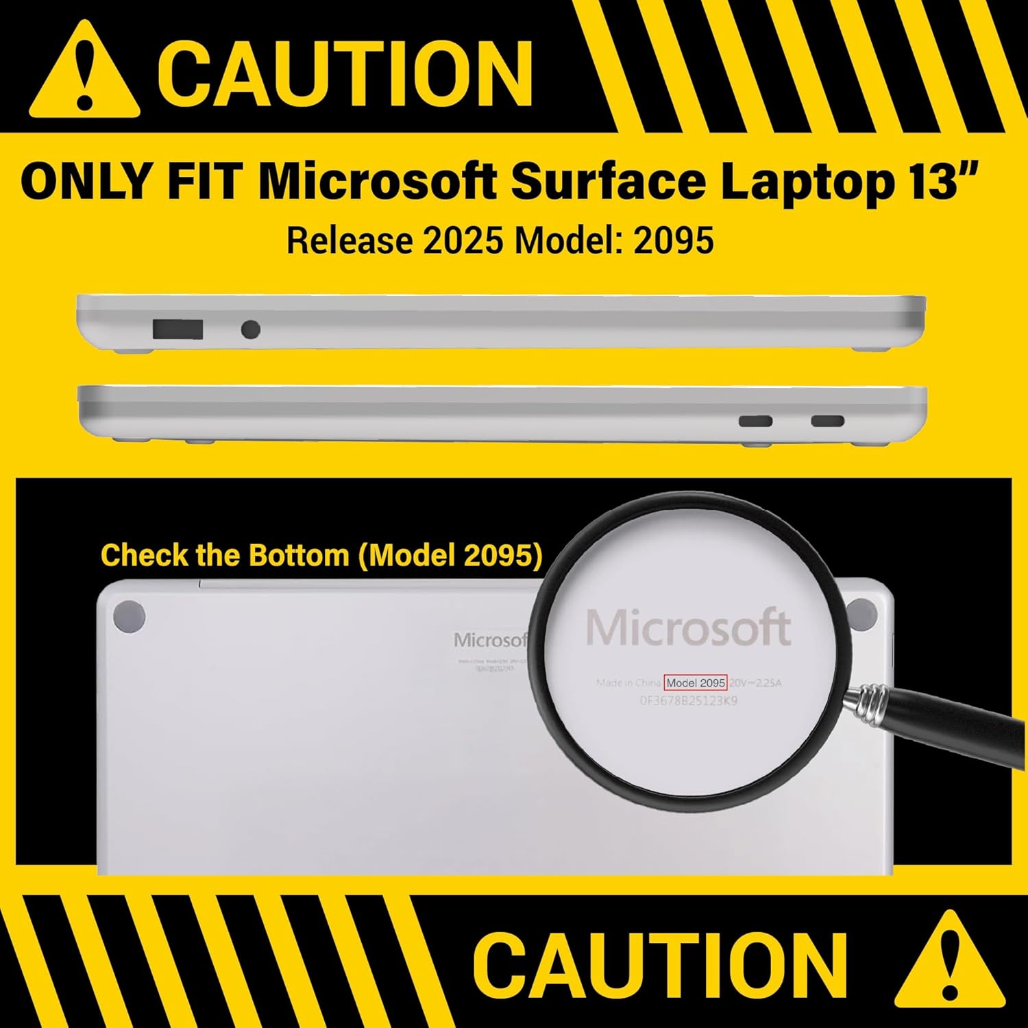 IBENZER Hexpact Case for Microsoft Surface Laptop 13 inch Copilot+PC 2025 Model 2095, Heavy Duty Snap on Rugged Protective Cover for Education, Classrooms, Drop Tested, Black, LC-HPE-MSL13-BK