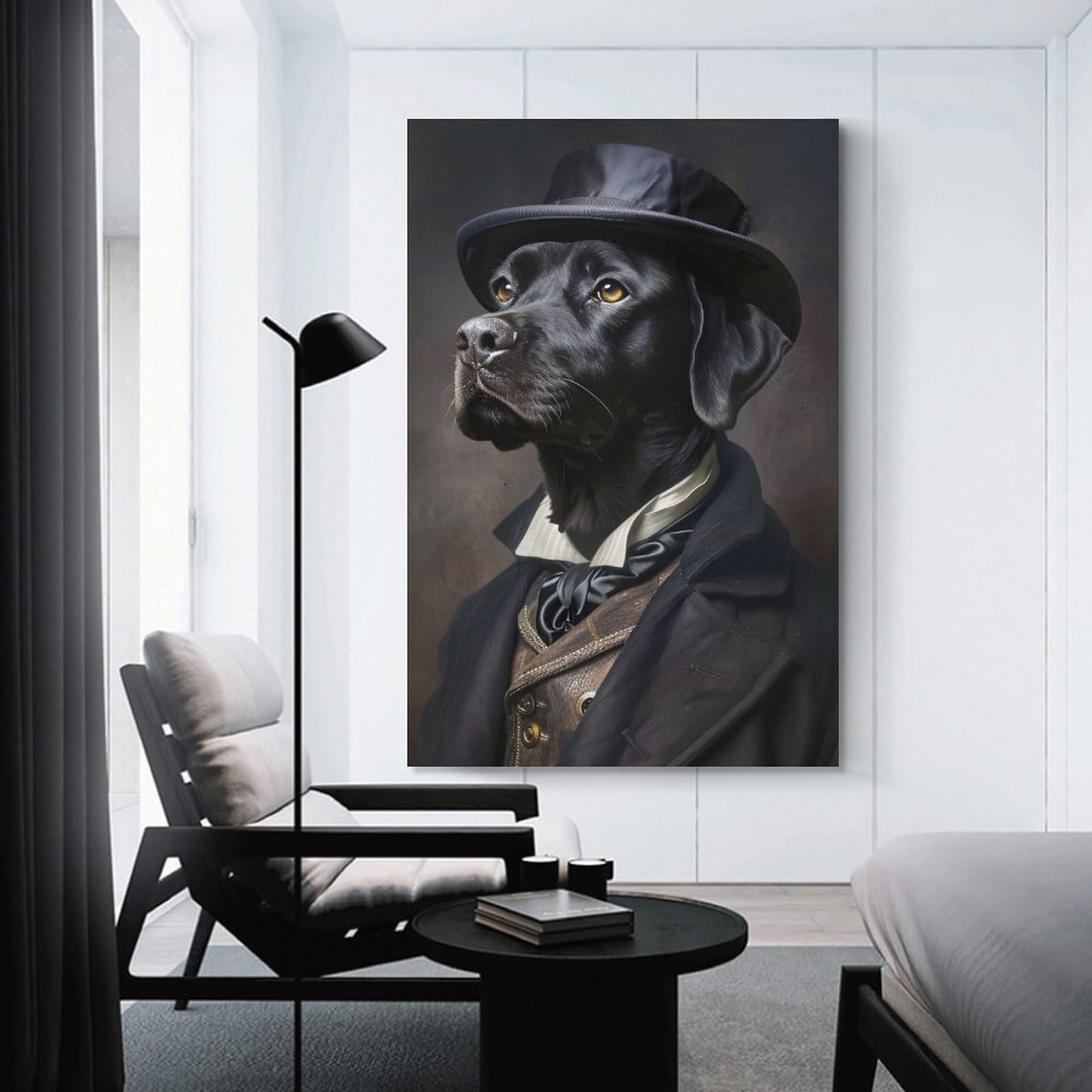 Junmoney Dapper Dog Portrait Hanging Wall Art, 20x30inch(50x75cm), for New Homes, Bedrooms Or Workspaces, Thoughtful Wall Decor for Art Lovers
