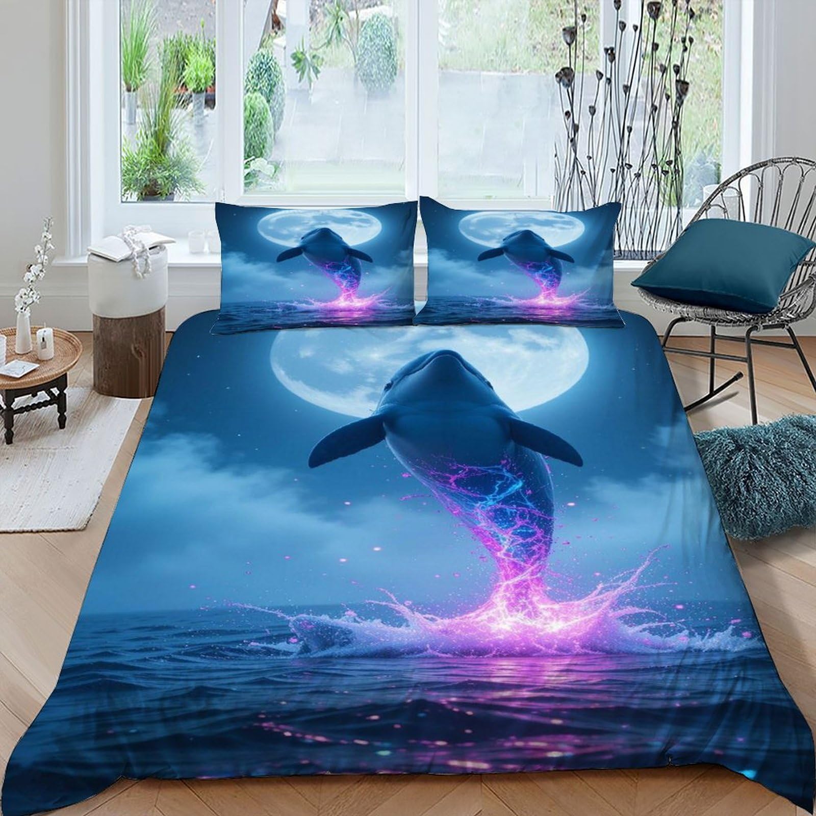 Housse de couette 3D marine pour une chambre à l'ambiance lune