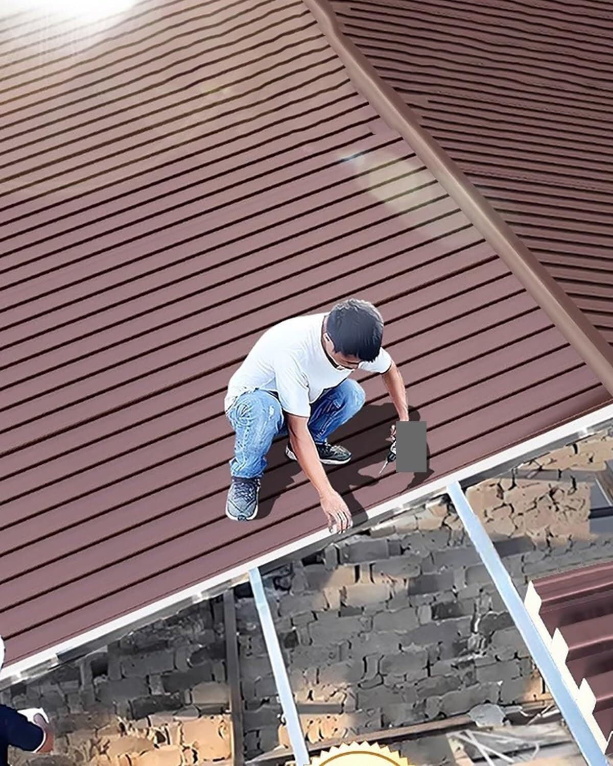 Btyqkzvpm Brown Aluminum Roofing Panels, Insulated Core Aluminum Corrugated Roof Panels 3 Ft Width(,L 1250Mm(49.2"))