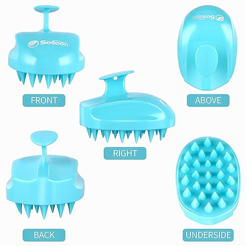 Vista 13 de Cepillo masajeador de cuero cabelludo, cepillo de champú para el cuero cabelludo, cepillo de ducha para el cabello, masajeador de cabeza para Rosa