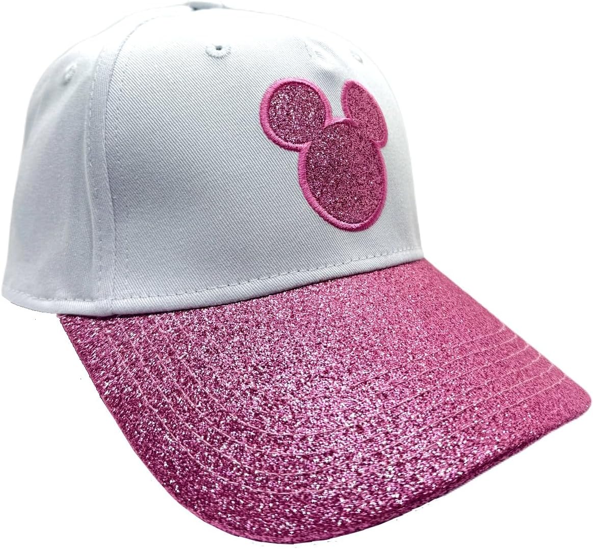 Disney Glitter Tone Mickey Mouse Baseball Cap - Adult (White with Pink Glitter)