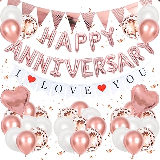 BTZO アニバーサリー バルーン 風船 HAPPY ANNIVERSARY 記念日 飾り I LOVE YOU ガーランド 飾り付け ローズゴールド