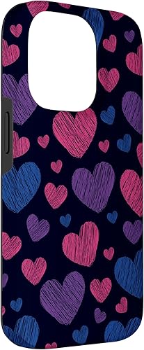 Miniatura 3 de Funda para iPhone 14 Pro Bi Pride Fun Love Hearts, Bisexual LGBTQ+ Pride