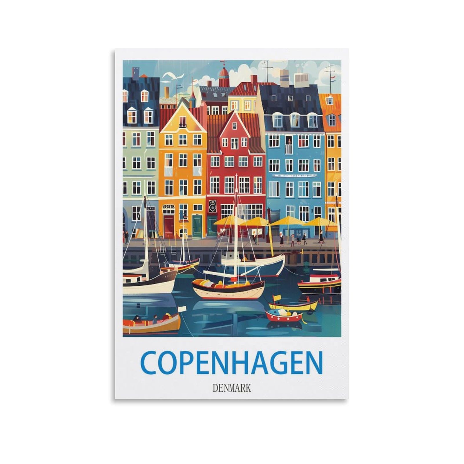 Fzyuen Unframe-Style Copenhagen Denmark Vintage Travel Posters 12X18inch(30X45cm) Canvas Wall Art Prints For Wall Decor Room Decor Bedroom Decor