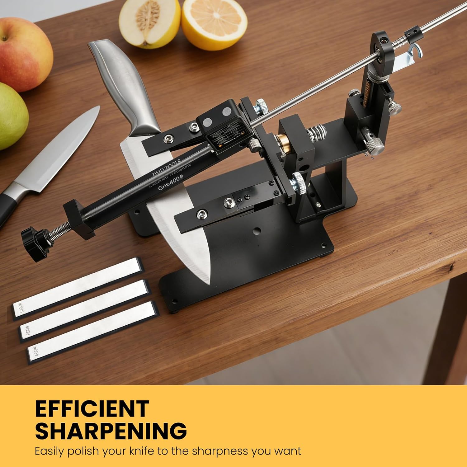 Precision Knife Sharpening System, Adjustable Angle Guided Sharpener Kit with 5 Diamond & Ceramic Stones, for Kitchen, Hunting, Pocket – Professional Sharpening Tool