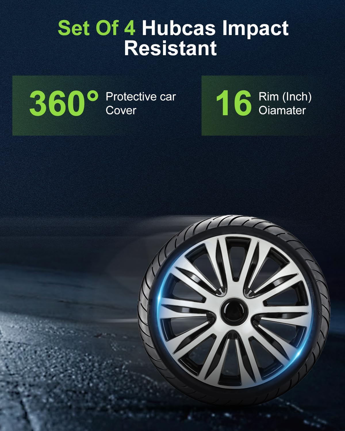 SCITOO Premium 16 Inch Hubcaps Set of 4 Wheel Rim Cover OEM Style Easy Snap On Car Truck SUV Hub Cap Replacement for Dodgefor Honda,for Mazda,for Kia,for Ford,for Mitsubishi,for Hyundai,etc.