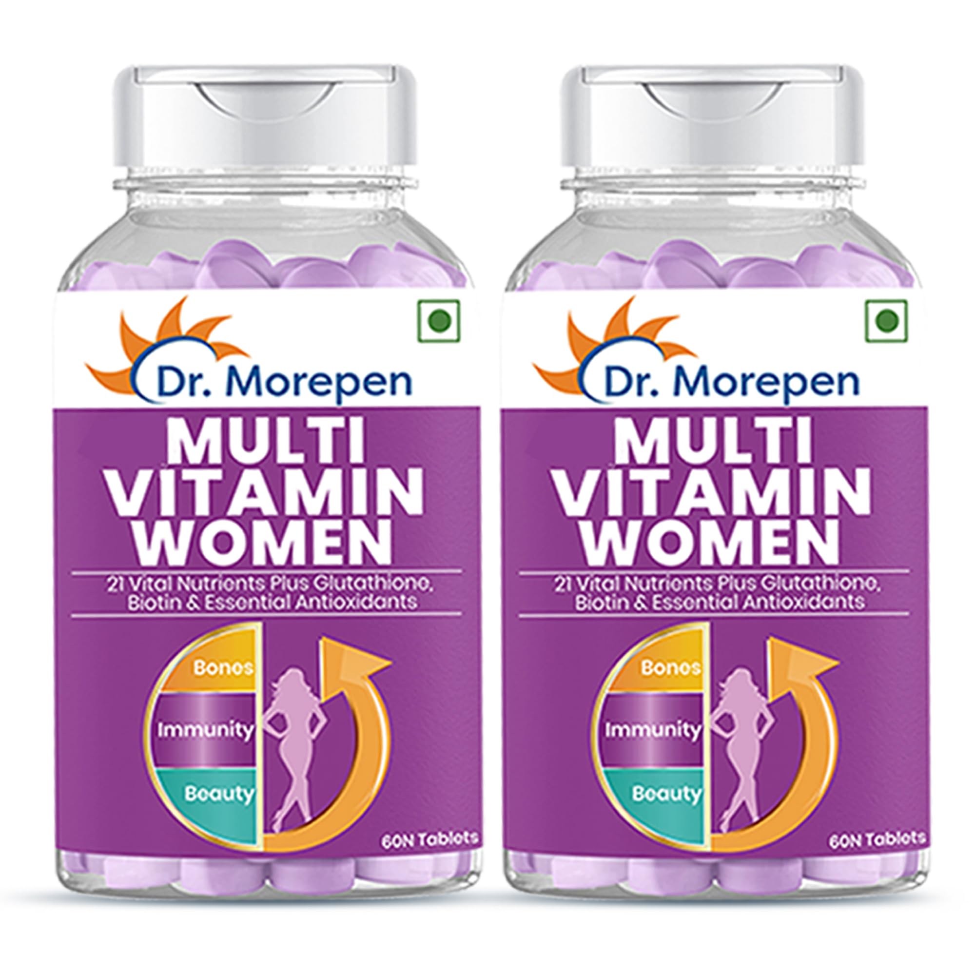 - Dr. Morepen Multivitamin Tabs For Women | Energy & Immunity Booster Supplement | 60 Tabs Pack Of 2
