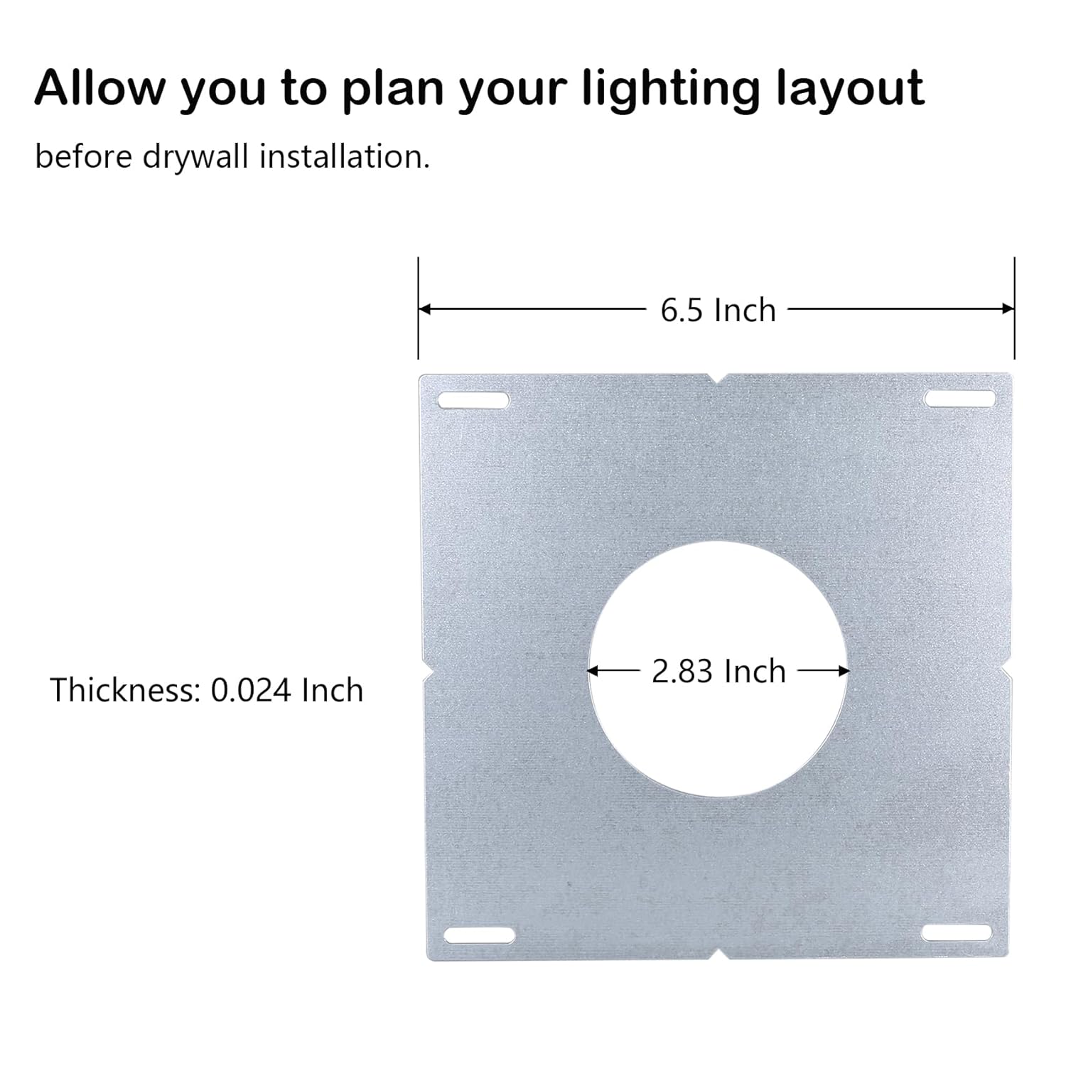 ZYC Rough in Plate Silver - 2.83 inch 8pcs New Construction Recessed Light Rough in Plate, with Notches, Downlights Slim Kit Bracket, Diameter 2.83inch, 8pcs