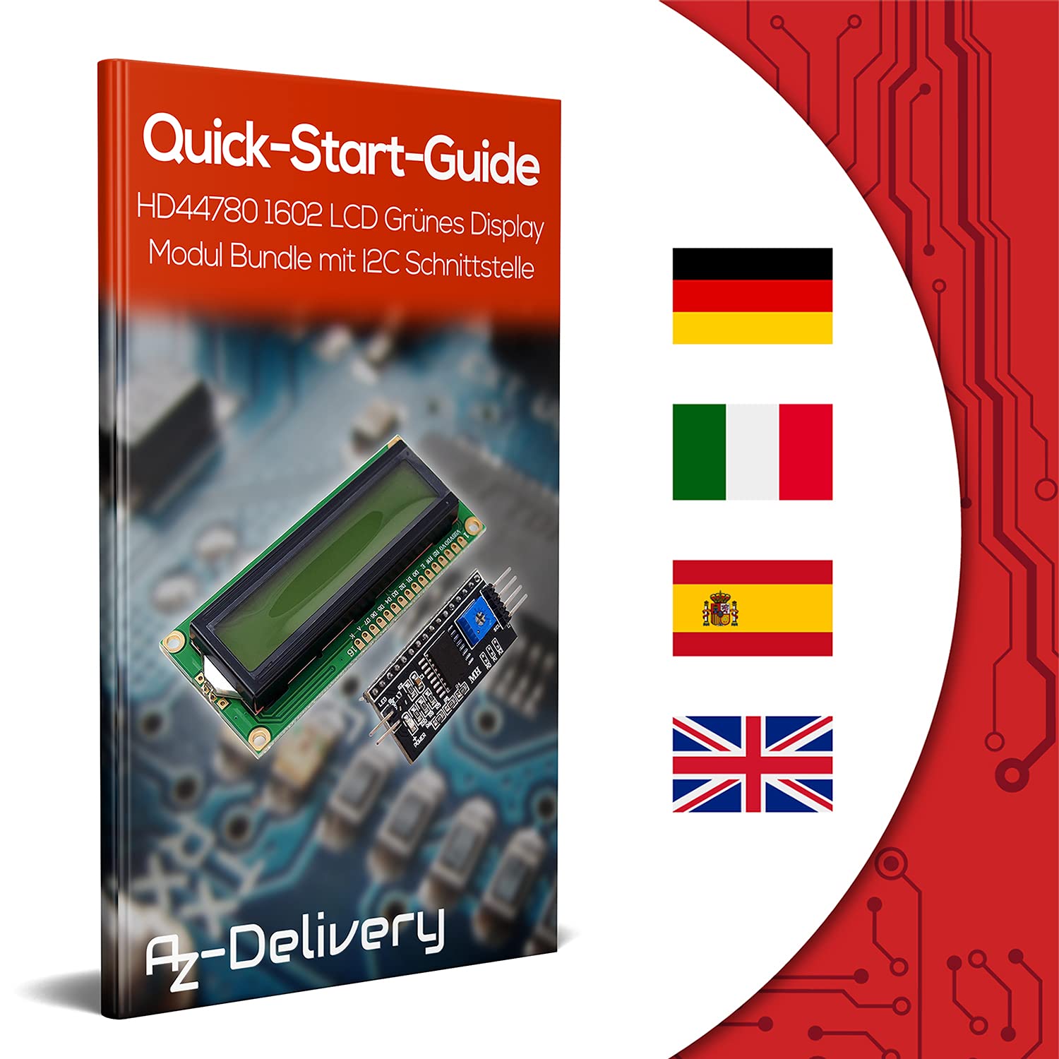 AZDelivery 5 x HD44780 16x2 LCD Moduł Wyświetlacz Bundle z I2C Interfejs 2x16 kompatybilny z Arduino i Raspberry Pi w tym E-Book! (z Zielonym Tłem i Czarnymi Znakami)