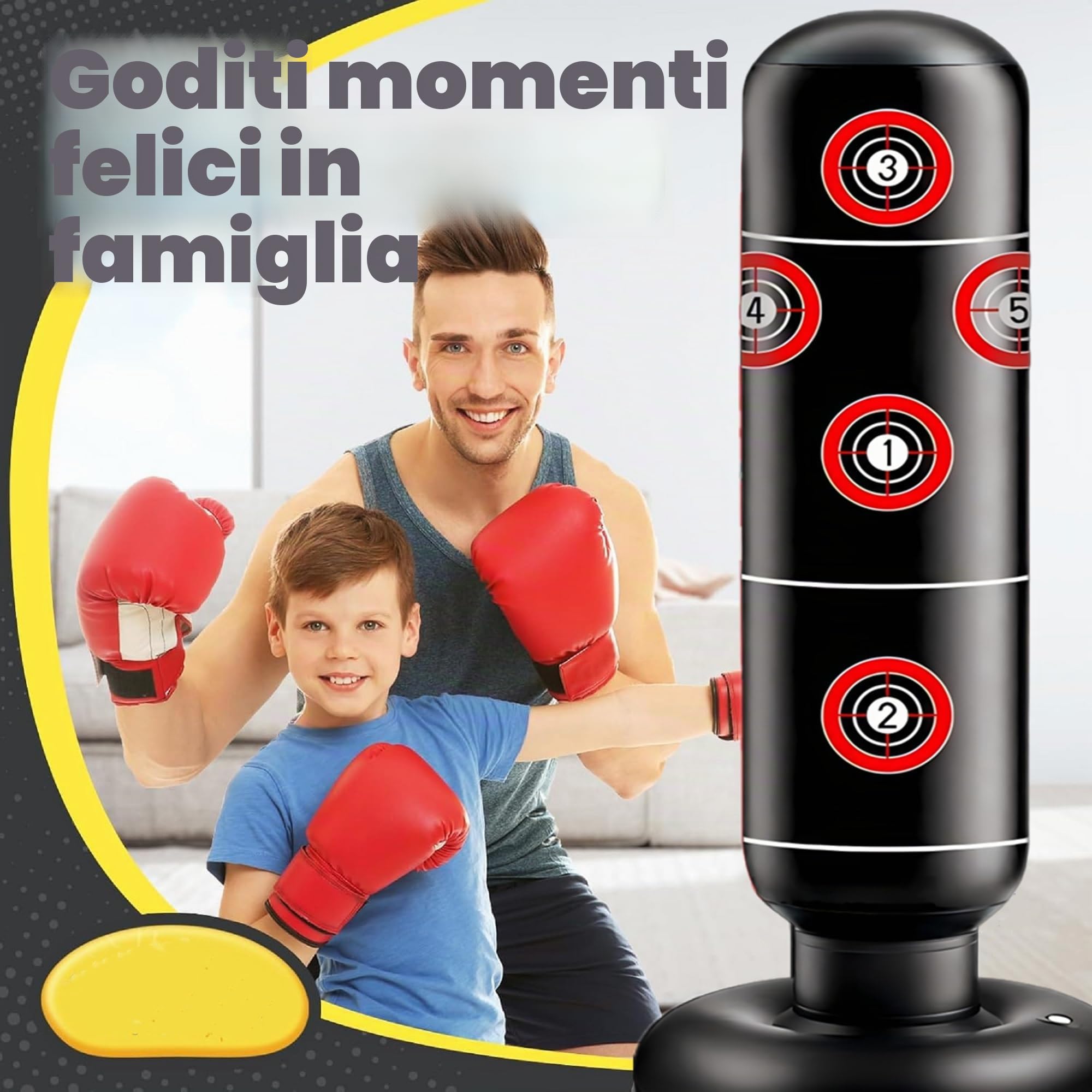 Sacco da Boxe per Bambini 165cm Gonfiabile Sacco Boxe con Guantoni da Boxe per Praticare MMA Karate Taekwondo e per Scaricare l'Energia Repressa Versione 2025