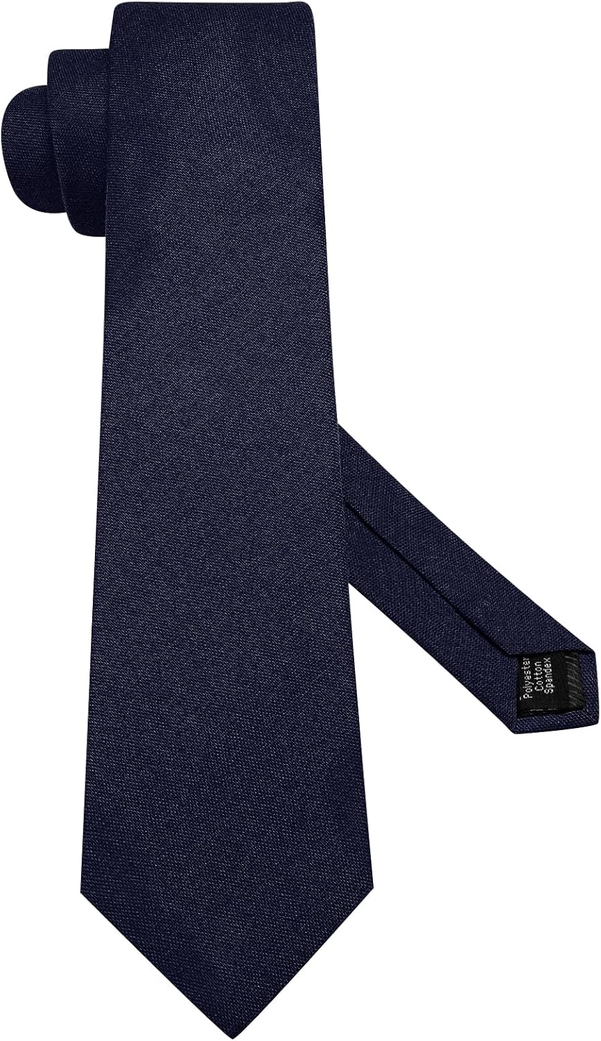 Dubulle Solid Cotton Linen 63" Ties for Men Extra Long Necktie Pocket Square Cufflinks Lapel Pin Tie Clip Set Wedding Party