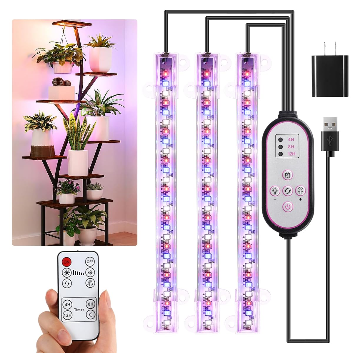 Hywyimlait 7.8 LED Grow Light Bands Grow Lamps for Indoor Plants Full Spectrum