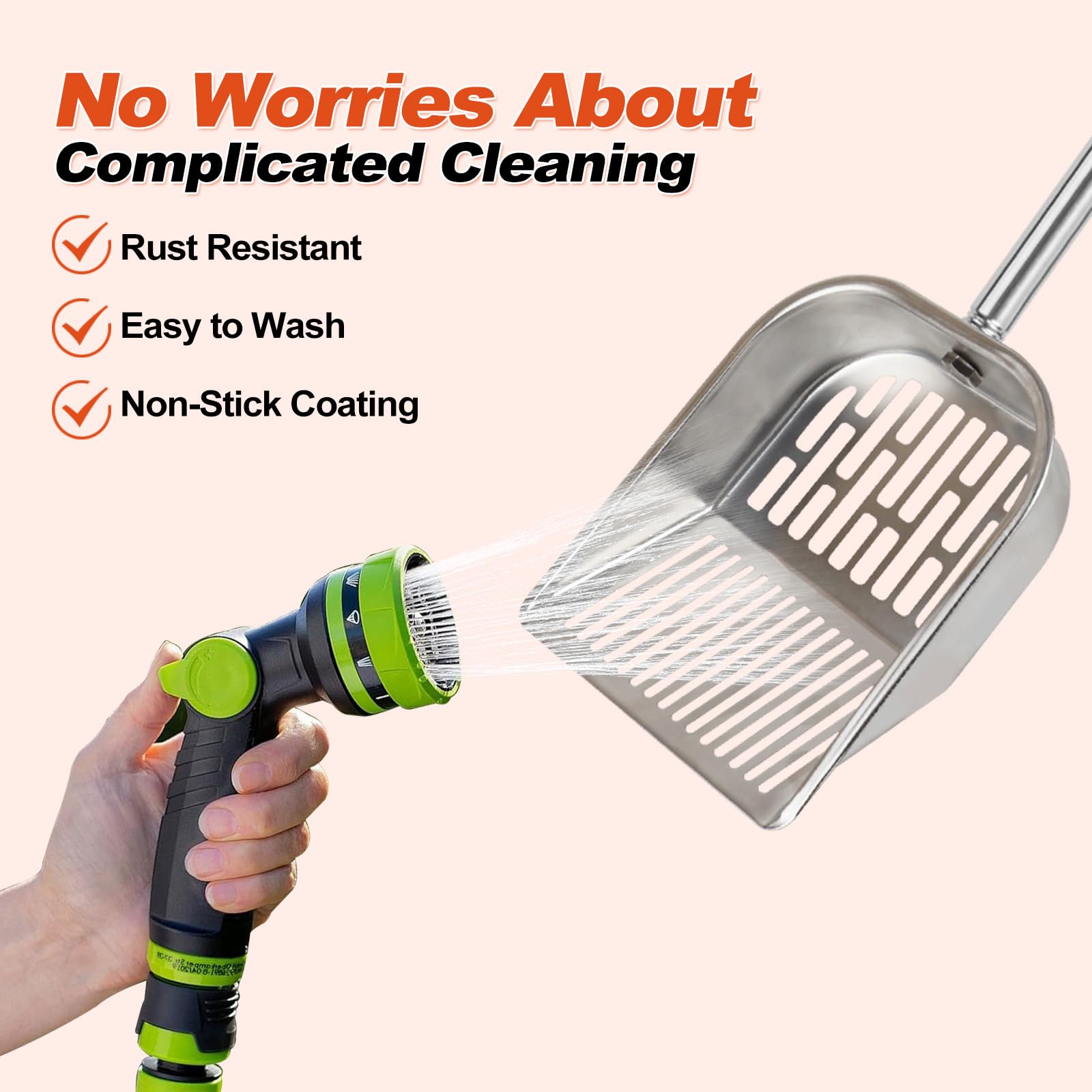 Cat Litter Scoop Metal Mesh, Kitty Scooper for Litter Box Cleaning Speed Sifting, Chicken Poop Scooper for Sand, Litter Sifter Shovel, Dog Coop Pooper Scooper -Stainless Steel Long Handle - image 6