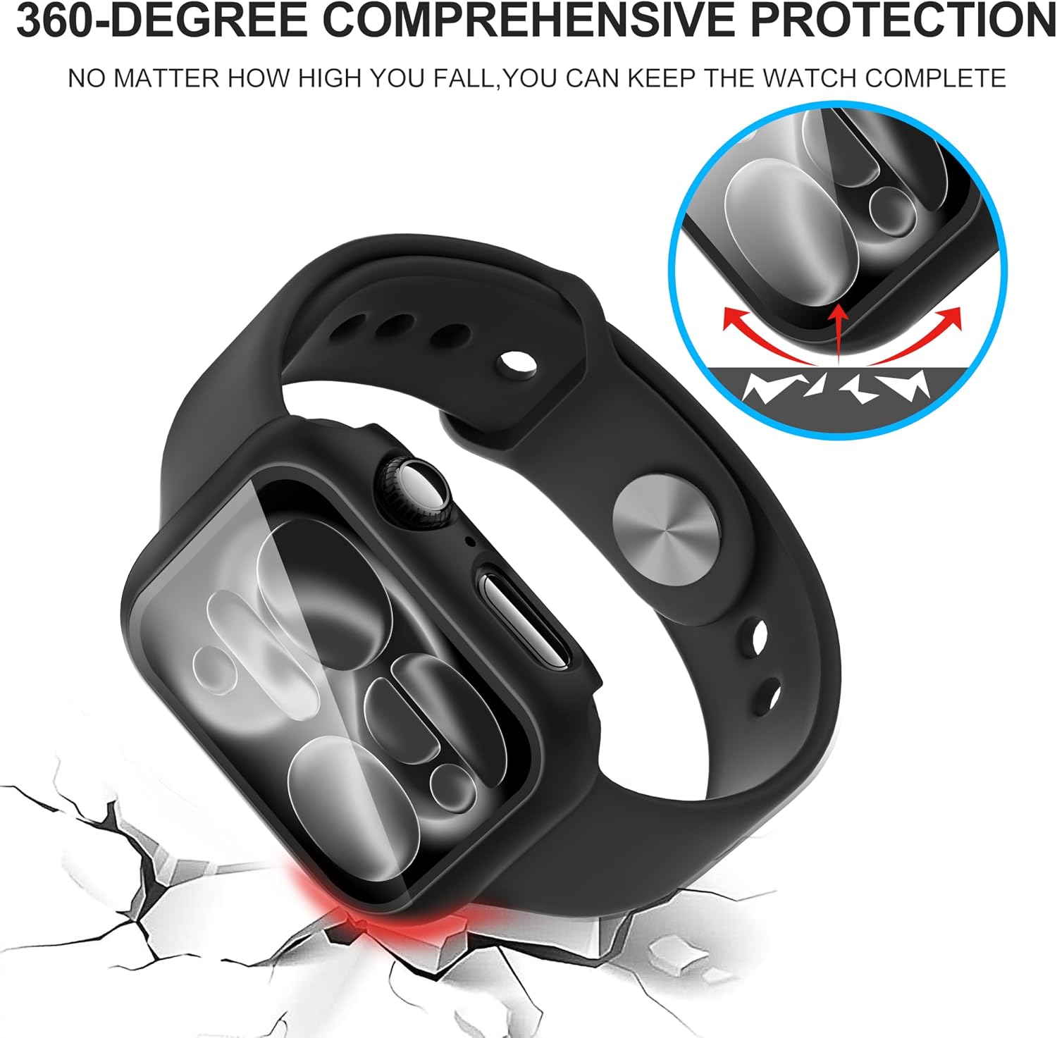 Diruite 2-Pack Apple Watch Series 11/10 46mm Case with Tempered Glass Screen Protector -Black