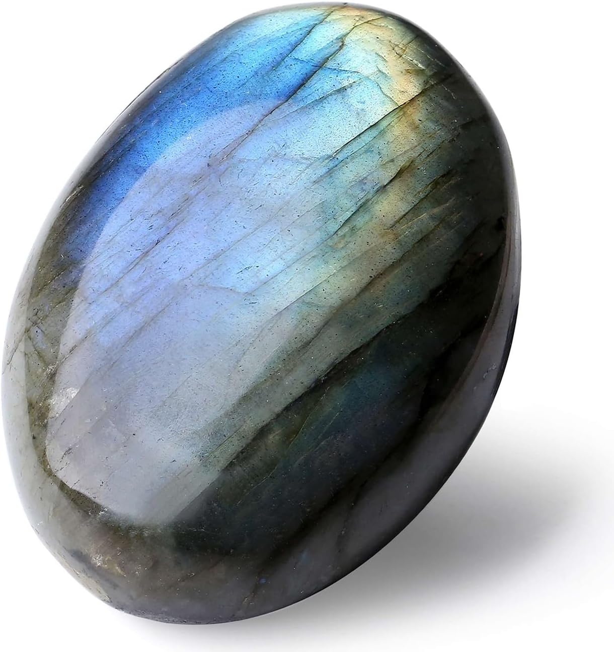 Labradorite Large Palm Stone Healing Crystals 2.2-2.4" Natural Gemstones Calming Effects Energy Balancing Reiki Polished Irregular Worry Stone Cleansing Protection Crystal Grid Gifts 1PC