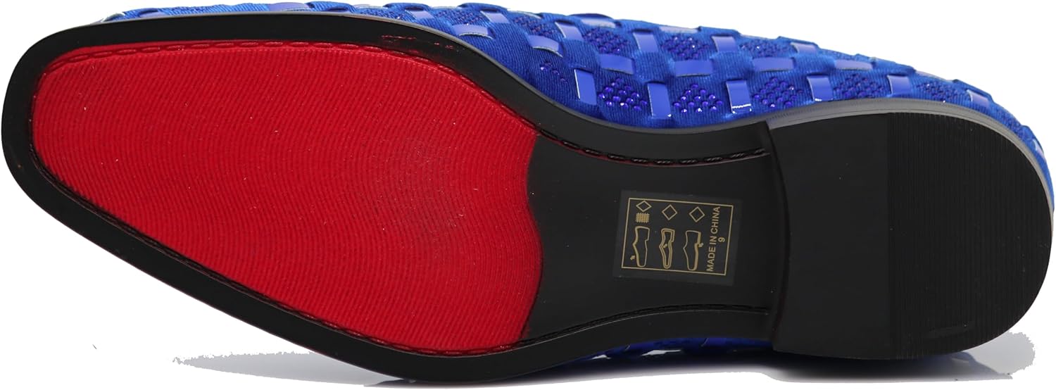 Enzo Romeo UTA Men's Fashion Rhinestone Glitter Buckle Slip On Dress Shoes - Image 7