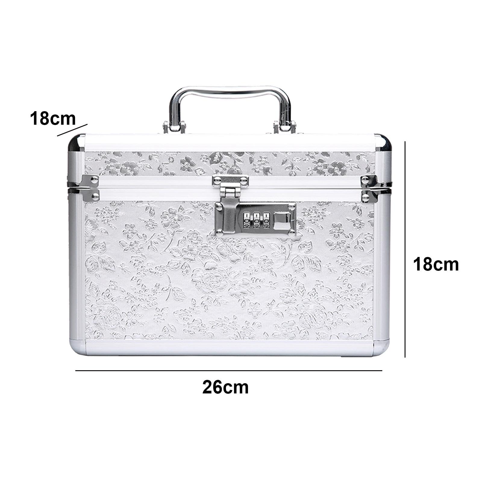 Organizer, Make Up Koffer, Wasserdichte Make Up Tasche, Tragbarer Make Up Koffer mit Spiegel, M Argent