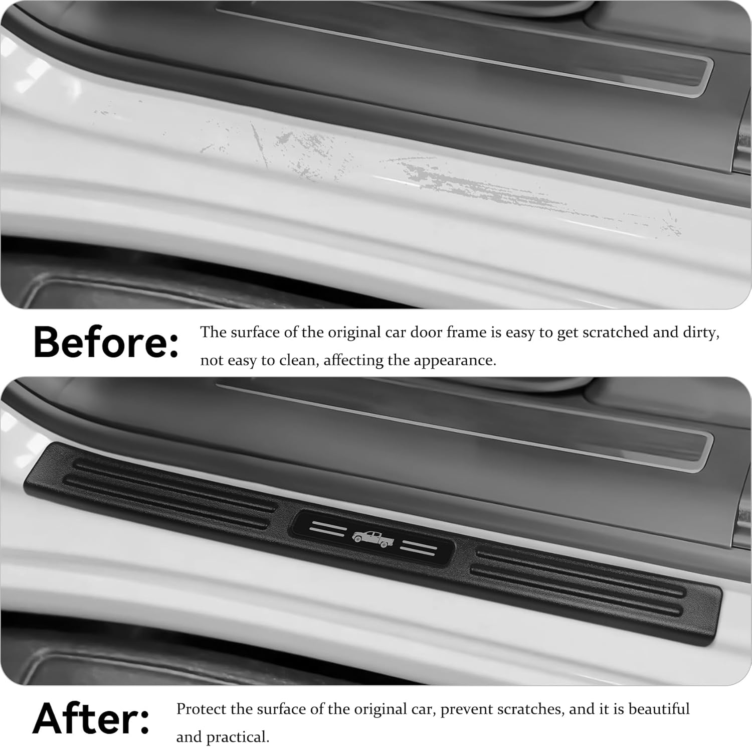 4PCS ABS Door Sill Guards Protector for Chevy Silverado & GMC Sierra 2019-2026 1500 2500 Matte Black Front and Rear Door Sill Protector Entry Guard Car Pedal Kick Protection Accessories