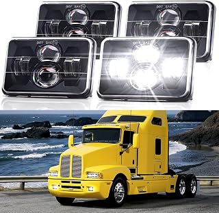 LEDUR 5S2 60W 4x6 Inch LED Headlights 4pcs DOT Approved Rectangular CREE LED Hi/Lo Seal Beam H4651 H4652 H4656 H4666 H6545 Replacement Compatible with Kenworth Freightliner