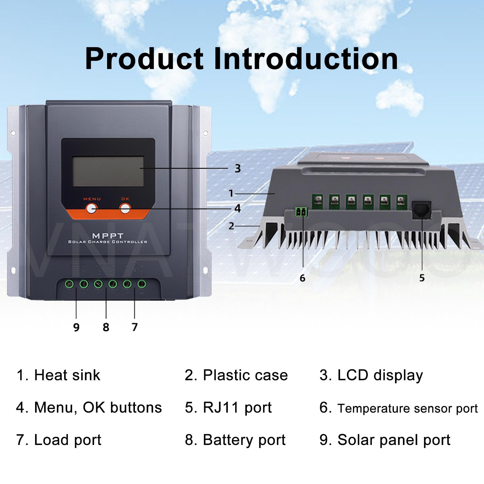 Regulator łAdowania SłOnecznego 20A/30A 12V/24V, WyśWietlacz Mppt Lcd, Z Czujnikiem Temperatury I Zabezpieczeniem Przed PrzełAdowaniem, Do PojazdóW, Domu 12/24V20A