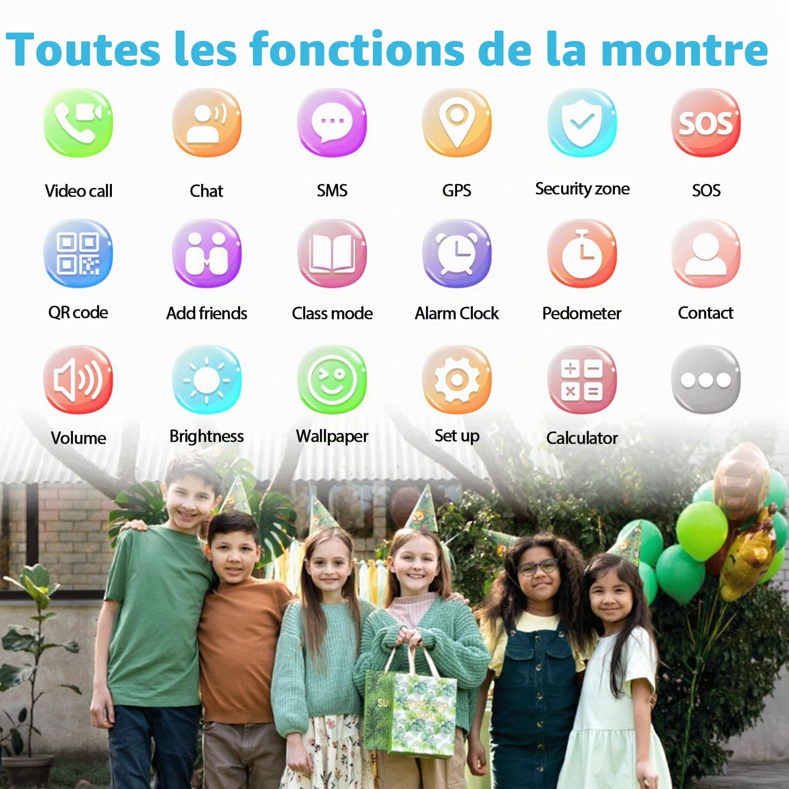 Montre Connectée Enfant-Smartwatch avec 4G Appel GPS Vidéo Chat SOS Jeux | Podomètre Mode Classe Réveil-Montre Enfants pour Garçons Filles 5-13 Ans Noir