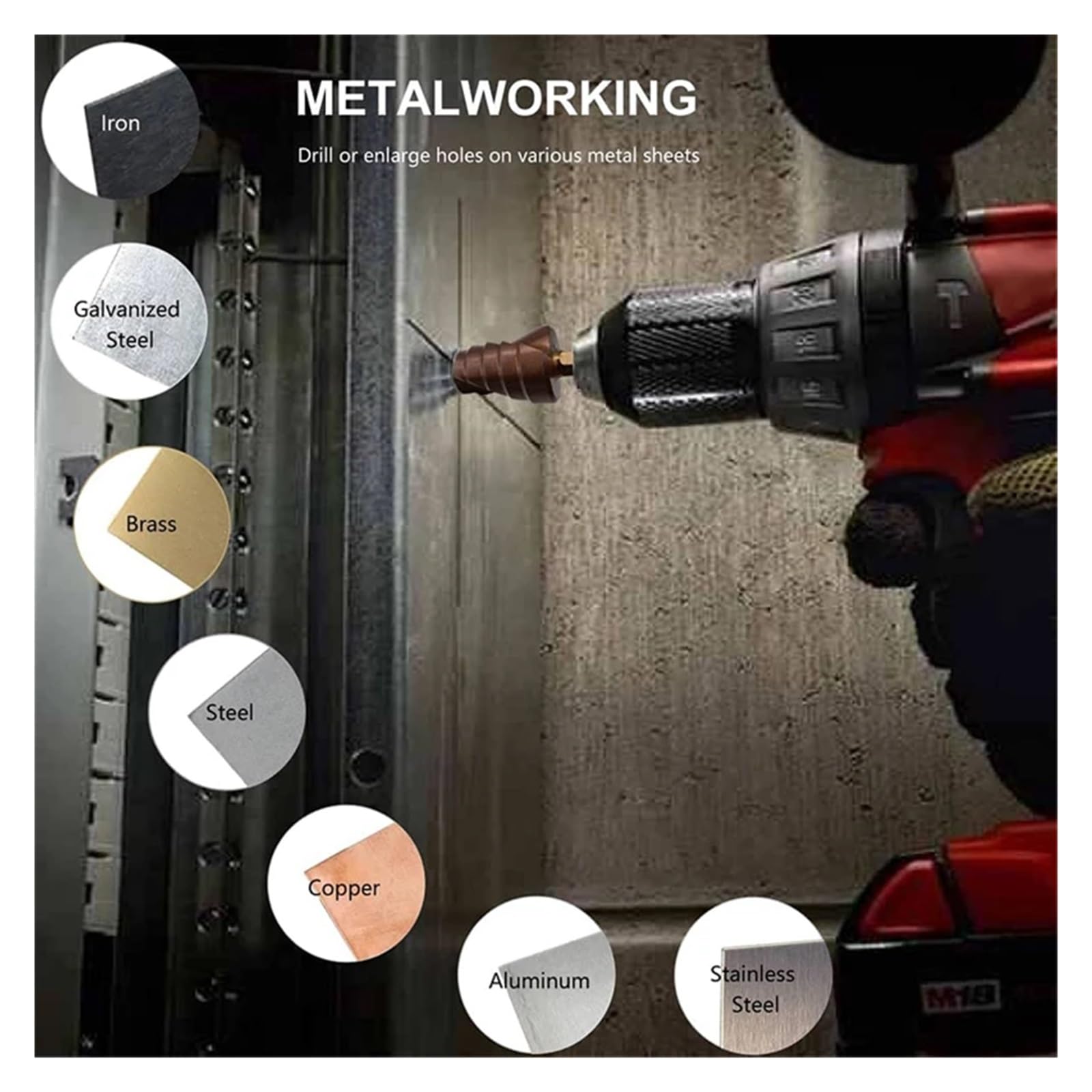 broca escalonada broca escalonada en espiral, Broca escalonada HSS de cobalto M35 5% for metal HSS CO 4 hex. de 20 mm