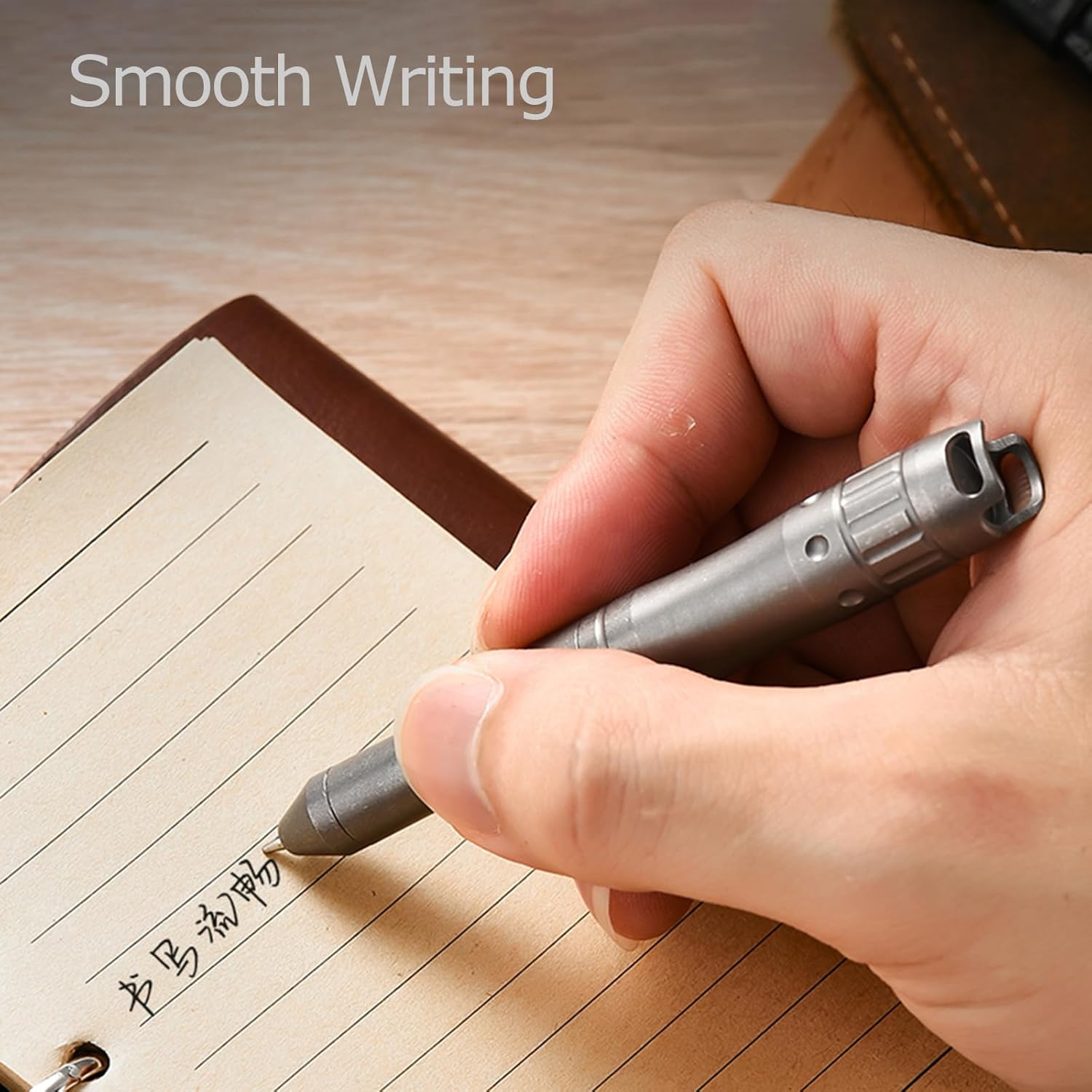 Hamans Titanium Mini Metal Pen with Whistle Function, 3.19" Spiral Cap Design Titanium Pocket Keychain Pen Lightweight Compact Size with Two Refills