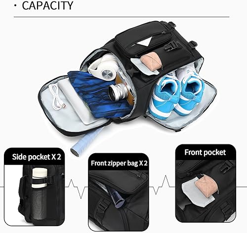 Miniatura 50 de Bolsa de lona para gimnasio, 4 vías, impermeable, con compartimento para zapatos, para viajes, deporte, senderismo, laptop, Cielo estrellado