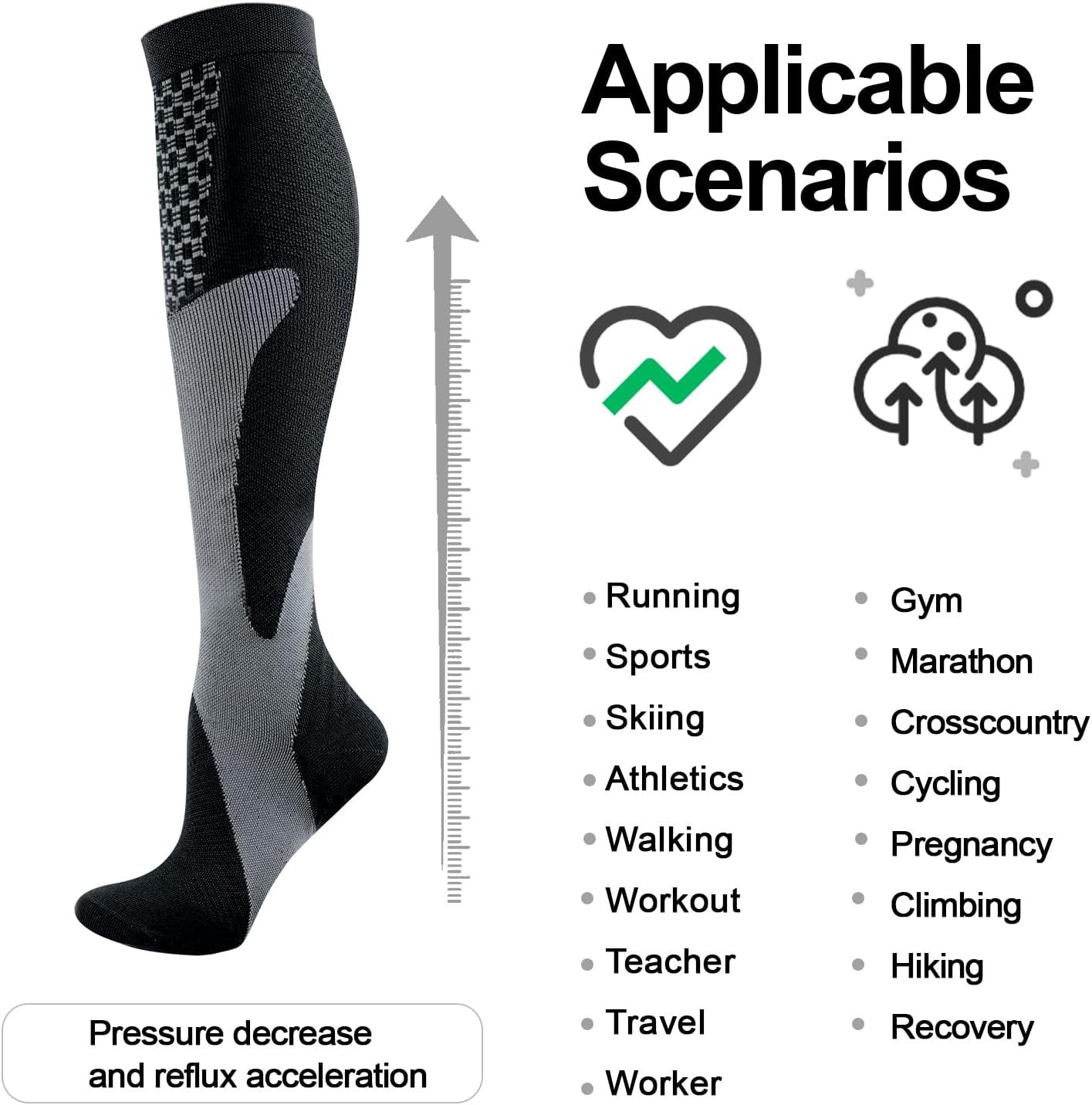 YUEDGE Compression Socks Men, Circulation 15-20 mmHg, Best Support for Running Cycling Hiking Travel Nursing - Image 5