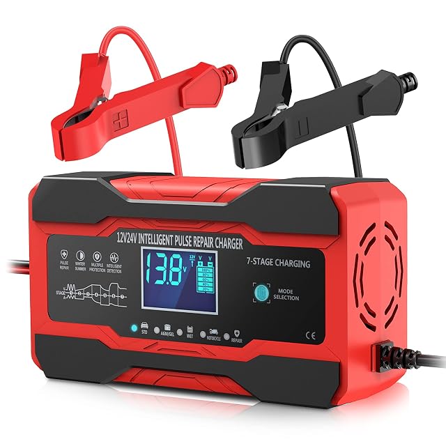 YONHAN Battery Charger 10-Amp 12V and 24V Fully-Automatic Smart Car Battery Charger Battery Maintainer Trickle Charger and Battery