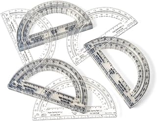 hand2mind Clear 6” Safe-T Protractor Set, 180 Degree Protractor for School, Clear Plastic Protractor Ruler, Geometry Tools, Protractors Bulk for Classroom, Math Teacher Supplies (Set of 24)