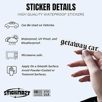 (3Pcs) Getaway Car Sticker, Funny Cars Window Decal for New Driver 2 Waterproof Vinyl Sticker Laptop, Water Bottles, Phone, Kindle, Cars, Bumpers Merchandise Decor Decals Gifts 2 Inches