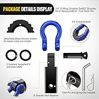 Vista 4 de Nilight Shackle Hitch Receiver 2Inch 45000 LBs Breaking Strength 3/4" D Ring Trailer Pin Heavy Duty Solid Recovery Towing Kit for Trucks Jeeps