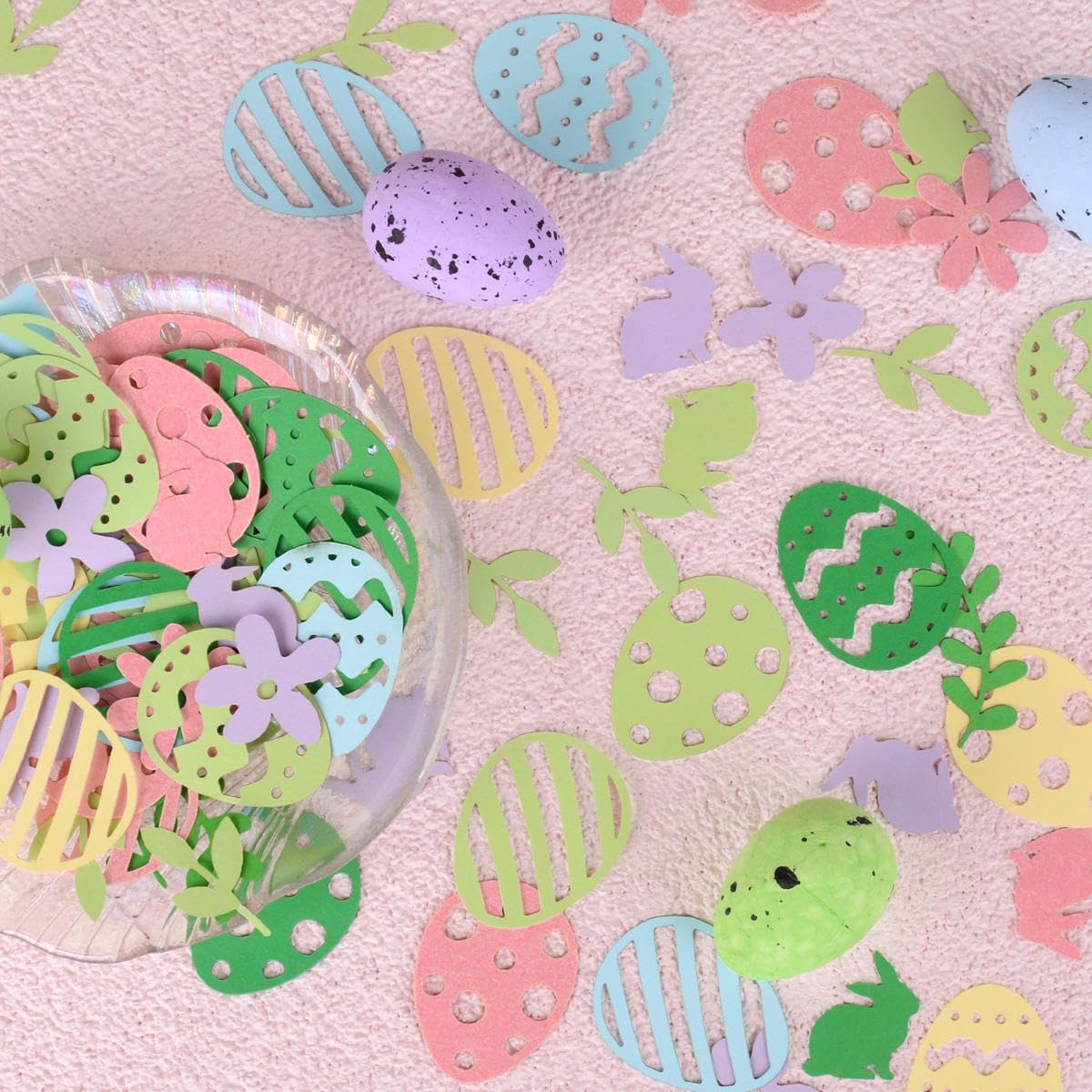 100 x Confetti for Easter Egg Rabbit Flower Leaf Decoration Easter Party Gift, 1D34CCDC