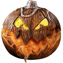 Animatronic Pumpkin Decor, Voice Activated Horror Prop with Moving Talking Head, Scary Jack O Lantern Ornament for Haunted House Garden Statue, Spooky Outdoor Lawn Decoration for Halloween Parties