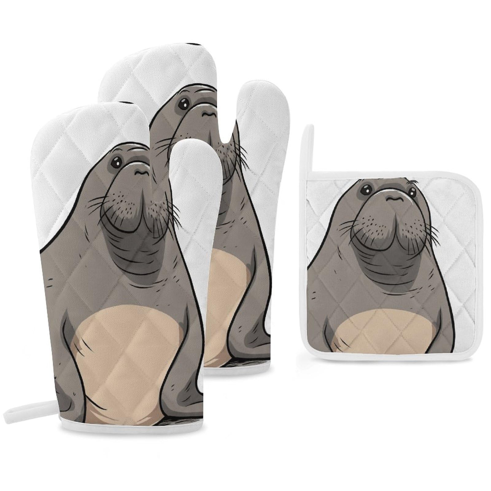 Gants de four longs et maniques épais motif morse résistant à la chaleur