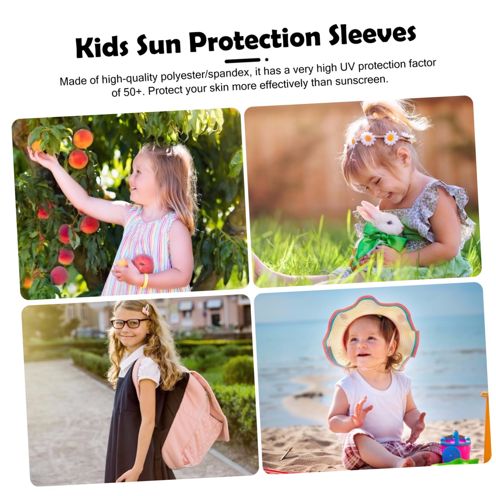 8 Paires Manches en soie glacée pour enfants bras manches filles manches enfants couvre-bras manchette anti uv Manchettes anti-UV revêtements extérieurs revêtements d'été 90% nylon
