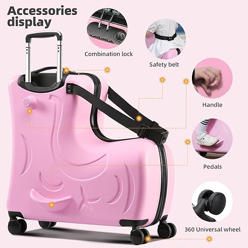 Miniatura 4 de AO WEI LA OW N-A Maleta Montable para Niños con Ruedas, Equipaje Scooter para Viajes de Niños Pequeños, Maleta Duradera para Niños y Niñas de 2 a 12